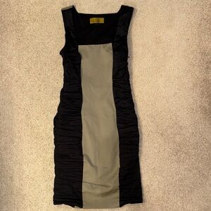 Nicole Miller Black and Gray Midi Dress
